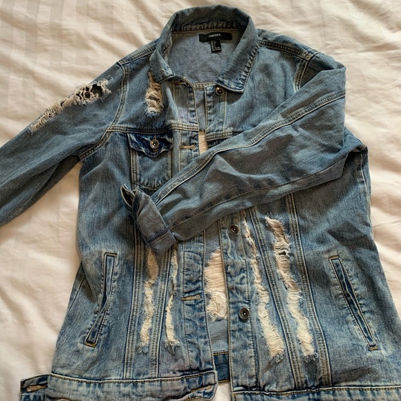 Forever 21 Ripped Jean Jacket - Picture 2 of 4